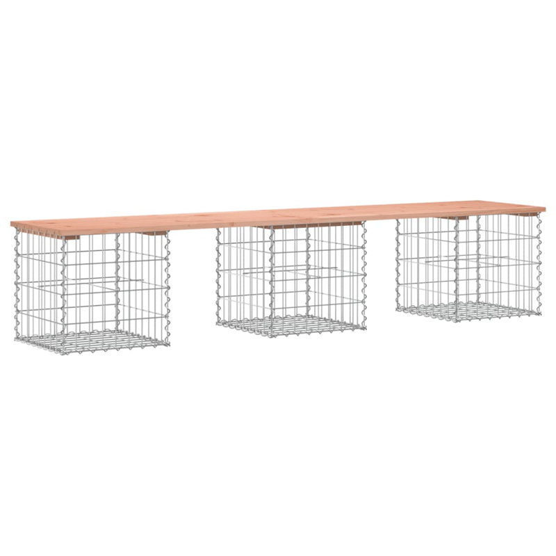 Boran Steel Outdoor Bench, Wood Douglas, 42 cm H x 203 cm W x 44 cm D