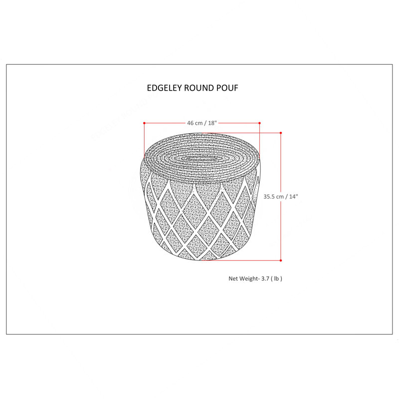 Pouf rond Edgeley - gris / naturel, Tissu gris