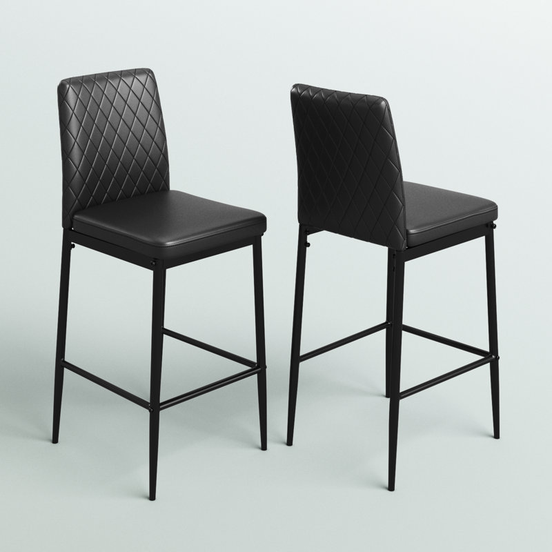 Waldman Upholstered Counter Stool with Metal Frame, Black