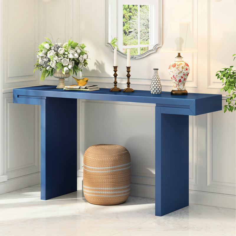 American Design 60 - Inch Console Table With Smooth Finish, Ample Room, And Multiple Use In Entryways Geometric Form, Clean Lines, Stable Adjustable Feet For Living Room