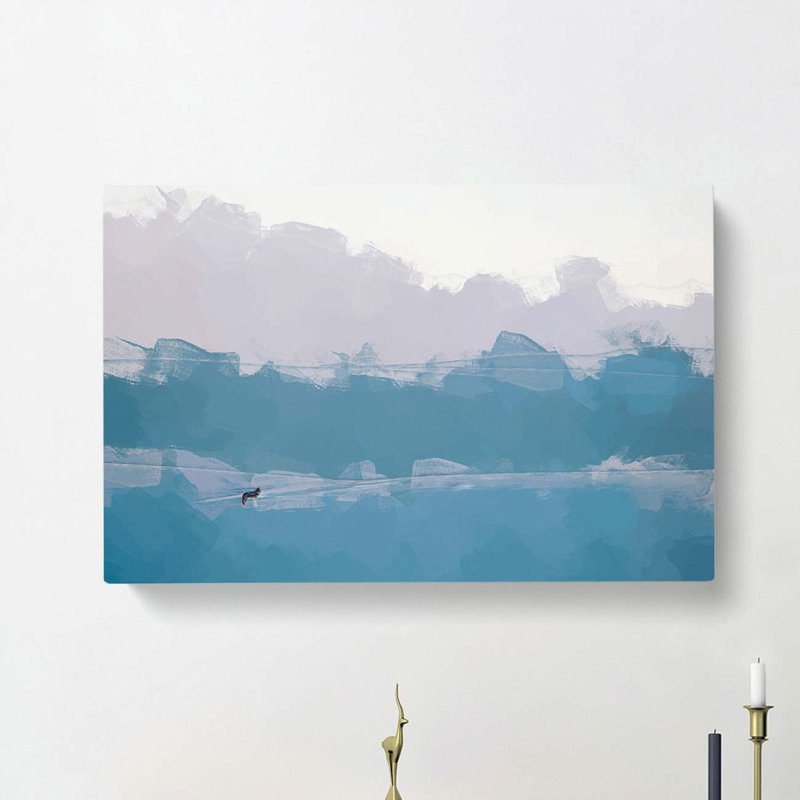 Lone Wolf In Abstract - Wrapped Canvas, 40cm H x 60cm W x 3cm D