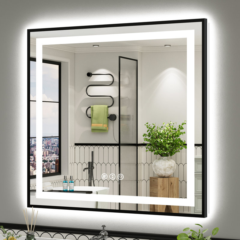 Miroir de salle de bain Matte, Carrée, 38 po x 38 po