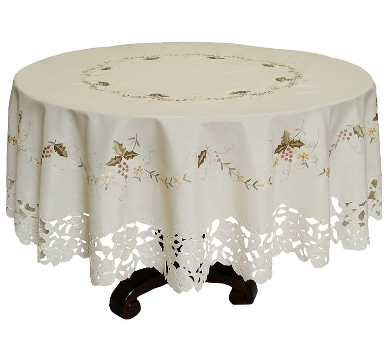 Weese Embroidered Cutwork Round Tablecloth