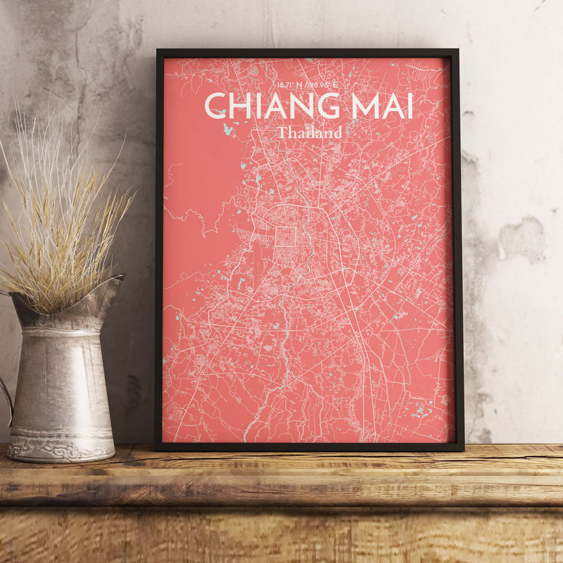 Chiang Mai City Map - No Frame Print, 43.2cm H x 27.9cm W x 0.13cm D