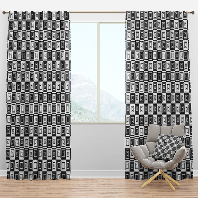 Panneau de rideau simple semi-diaphane avec passe-tringle Mid-Century, l 52 po x L 63 po