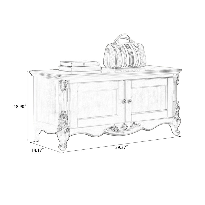  Banc de rangement pour chaussures de style moderne noyer, Marron foncé