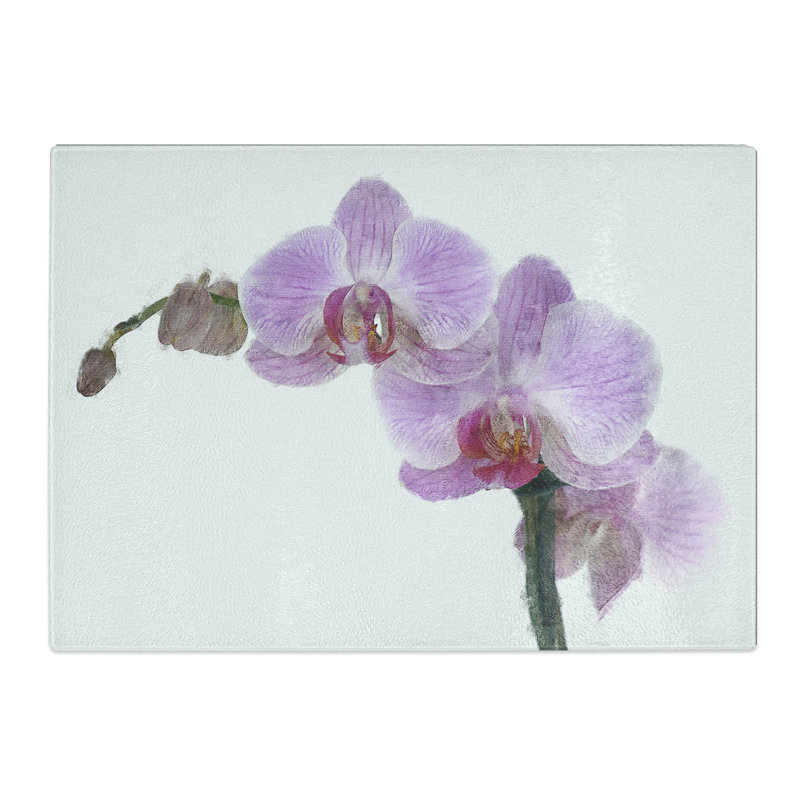 Tempered Glass Purple Orchids in Bloom Chopping Board, 28.5 cm x 39 cm