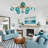 Navy Blue Glass Globe Blossom Flush Mount Ceiling Light-2052931963