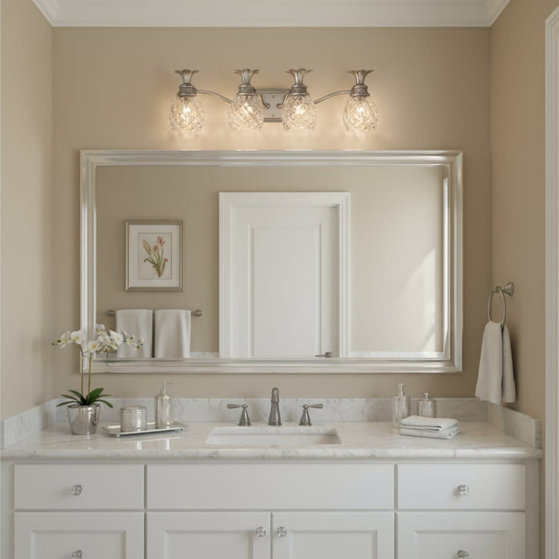 Plantation 4-Light Vanity Light, Burnished Brass