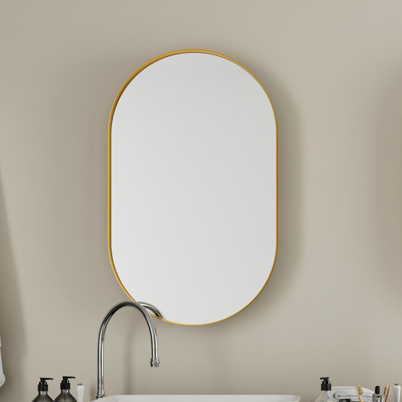 Armoire à pharmacie encastrée avec miroir l 20 po x H 34 po, Or mat
