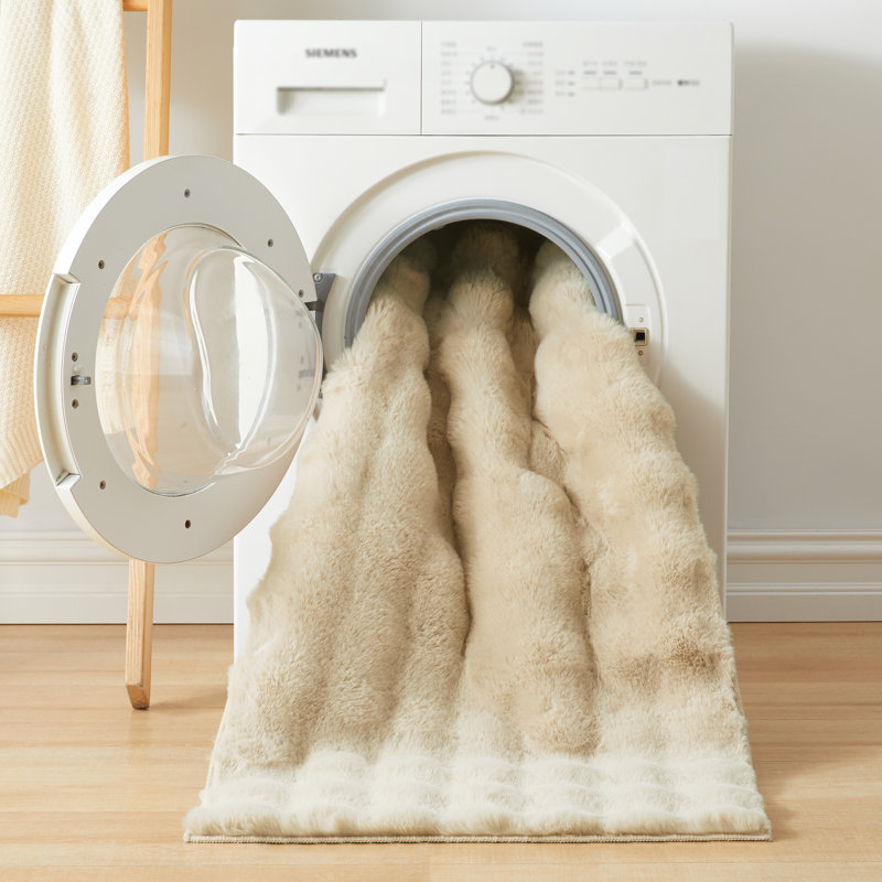 Bubble Design Luxury Area Rugs Soft Decorative Plush Rug for Living Room Bedroom , Rectangle 200 x 290 cm, Beige