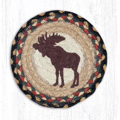  Dessous de verre rond en jute tressé à la main 7 po Bull Moose Bull
