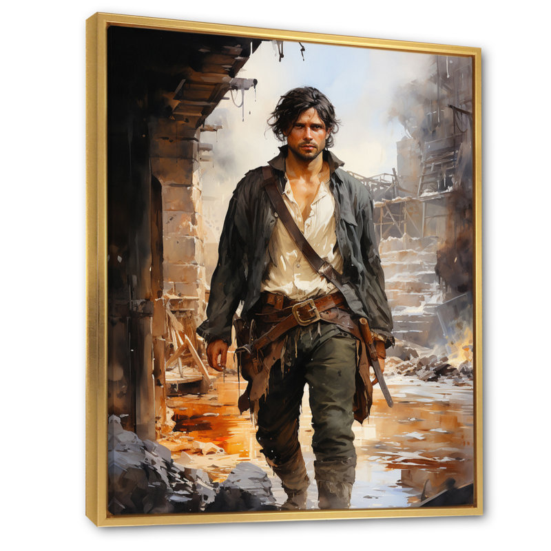 Pirate Portrait - Pirate Canvas Prints, H 32 po x l 16 po x P 1 po, Cadre flottant doré