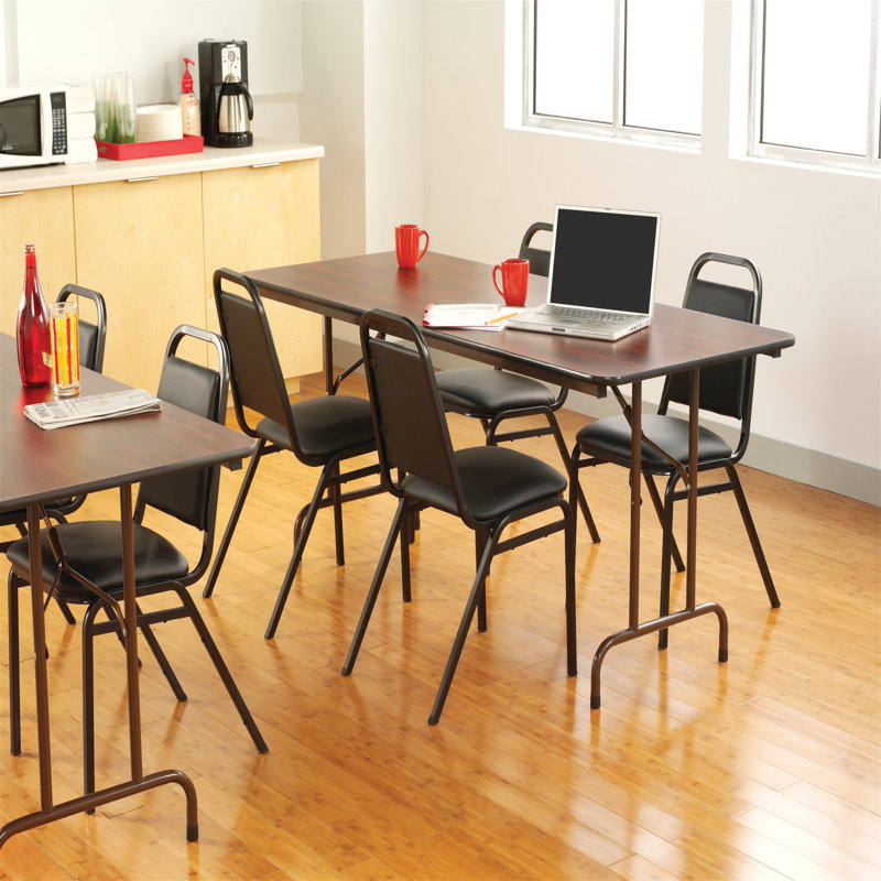 Mahogany Rectangular Folding Table with Steel Legs