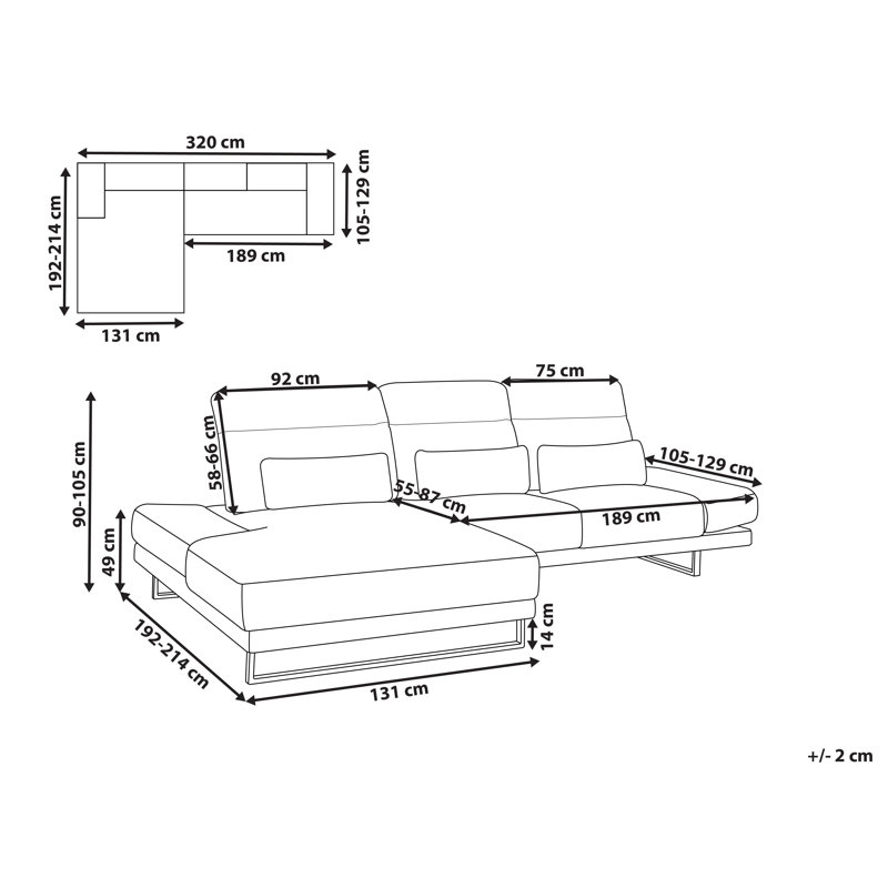 Corner Sofa Bojka 4 Seater Right Hand, Taupe Polyester