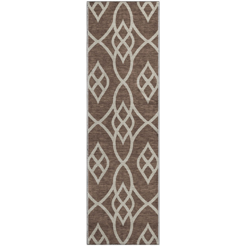 Premium Machine Washable Prisco Chocolate Rug, Runner 2'3" x 7'6"