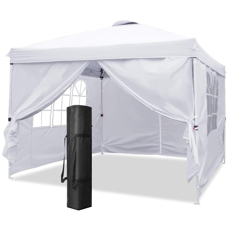10x10 Pop Up Canopy Tent Gazebo with 4 Removable Sidewalls One Push Party Tent, White