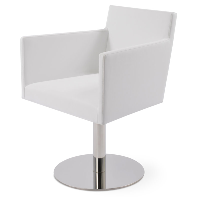 Vogue 26" Wide Swivel Armchair, White Faux Leather