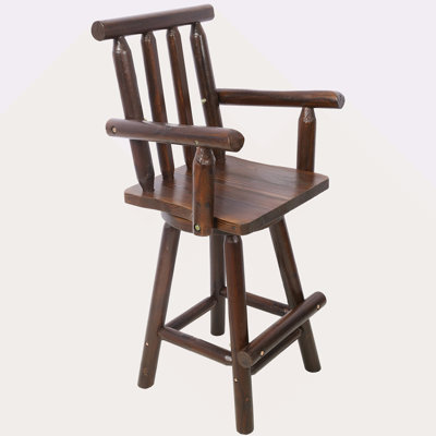Rustic Bar Stool - Fir Wood Construction, Chair With Footrest,Wide Armrest, Rustic Kitchen Stool, Tall Bistro Chair For Dining Room, Restaurant, Pub, 4-Foot