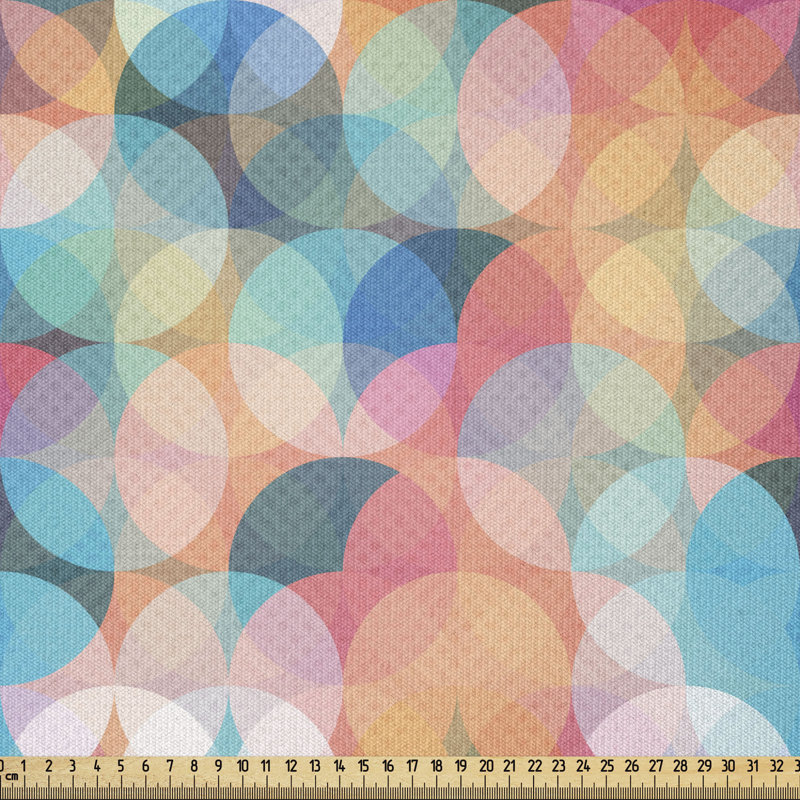 Ambesonne, tissu coloré par The Yard, impression bohémienne de couleur avec cercles qui se croisent dans un ordre régulier