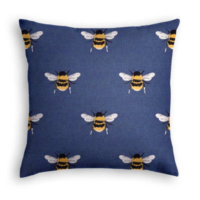 Bee Print Cotton Throw Square Pillow Cover