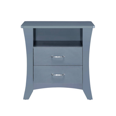Nightstand With Top Open Compartment And 2 Drawers