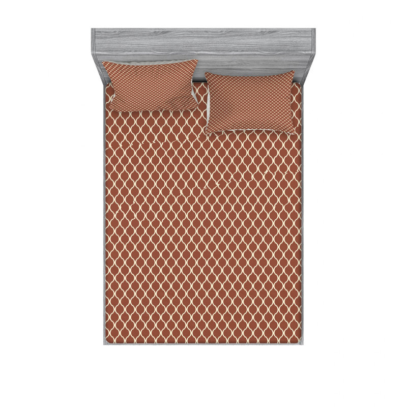 Microfiber Geometric Sheet Set, Twin XL Sheet Set with Fitted Sheet
