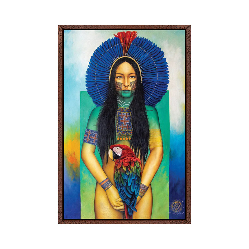 Golden Dream by Victor Crisostomo Gomez - Painting on Canvas, 66.04 cm H x 45.72 cm W, Classic Brown Wood Framed