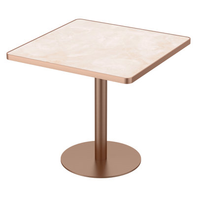 31.5 Inch Square Modern Tulip Dining Table, Faux Marble Sintered Stone Top, Stainless Steel Bracket Base, Scratch‑Resistant Waterproof for Indoor & Outdoor