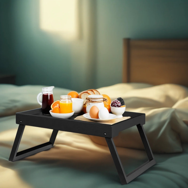 Table pliante en bambou avec plateau et pieds