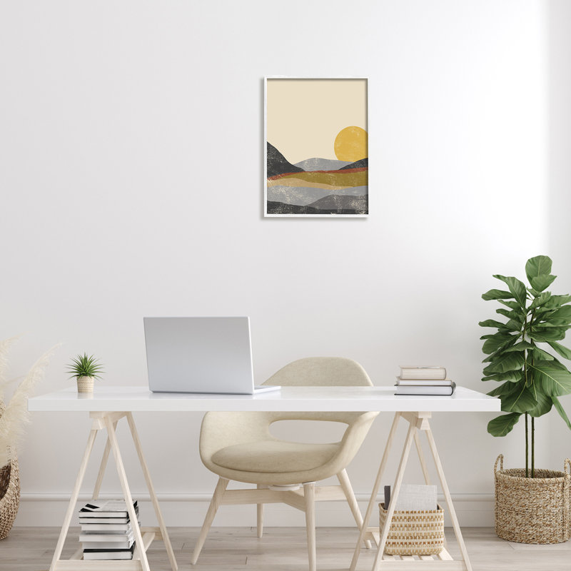Art mural sur toile tendue, "Sunrise Clrif", H 16 po x l 20 po, Giclée encadrée blanc bord de mer