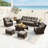 Keaisha 5 Person Outdoor Conversation Furniture Set Seating Group With Coffee Table And Cushions-2094500627-2094500620