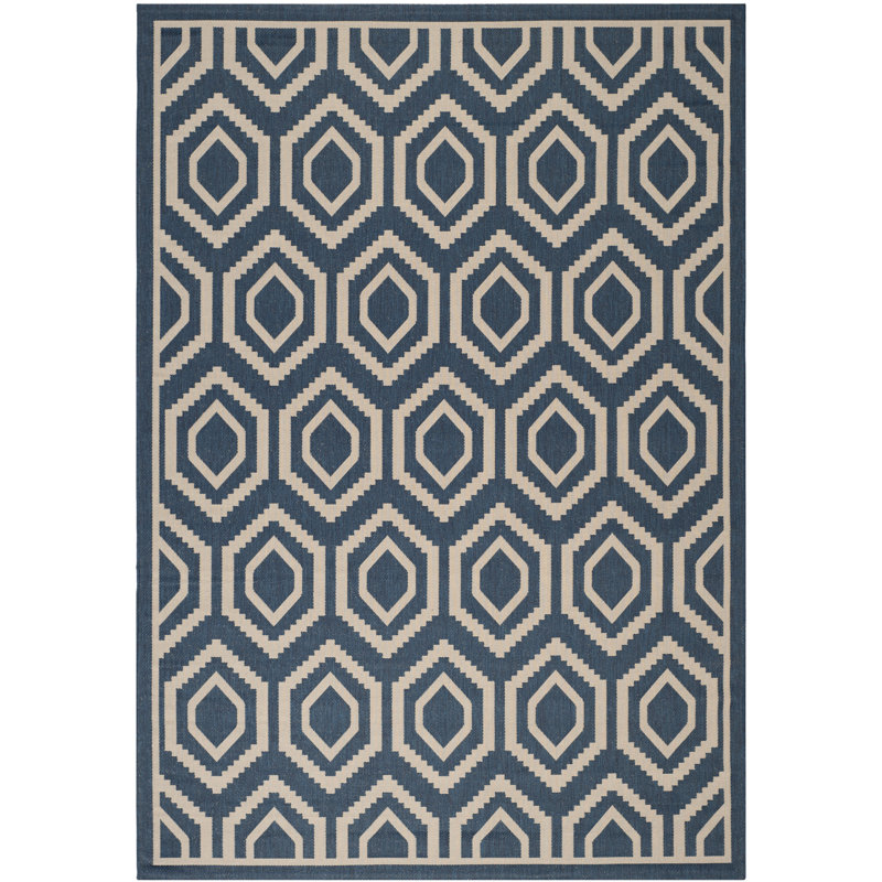 Tapis d'intérieur / extérieur à motif géométrique Deedrick, Rectangle 2 pi 7 po x 5 pi