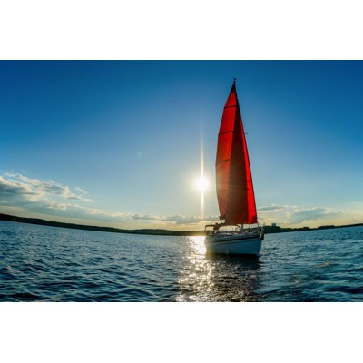 Yacht In Ocean by Agromov - Wrapped Canvas Print