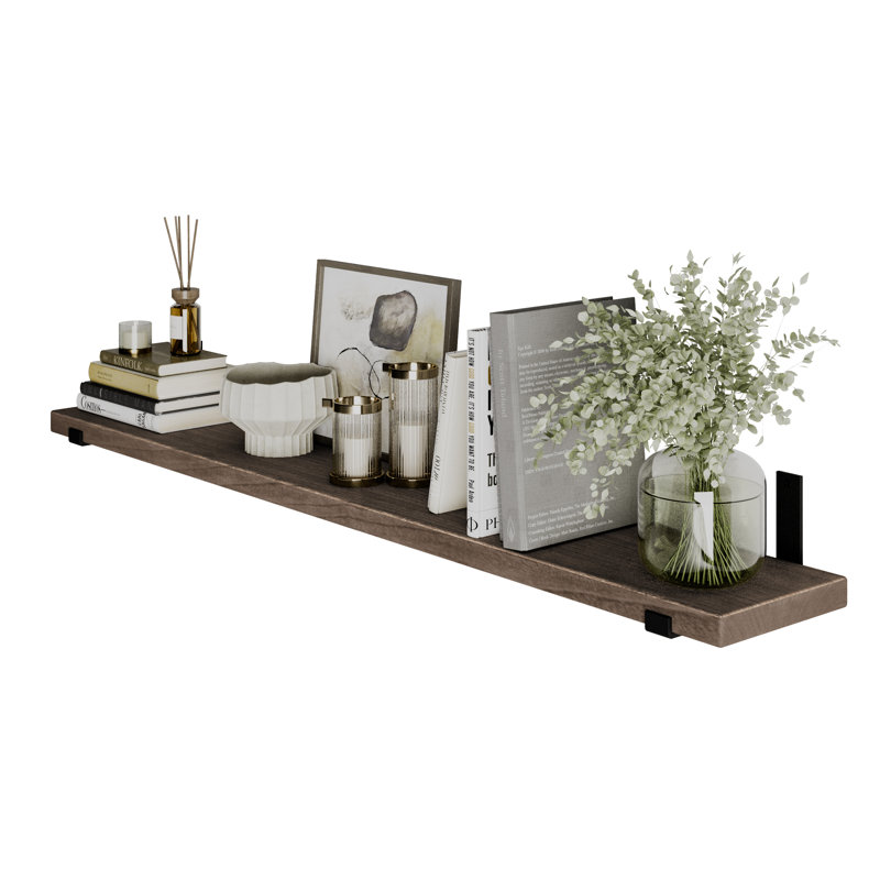 60inch Long Floating Shelves For Wall, Wood Wall Shelf With Heavy Duty Metal Brackets, Espresso