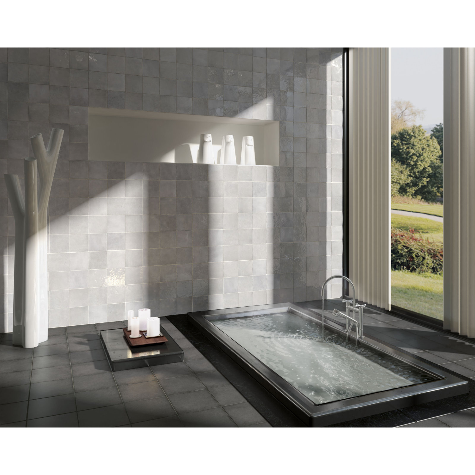 Cloe 5" x 5" Ceramic Subway Tile, Gray