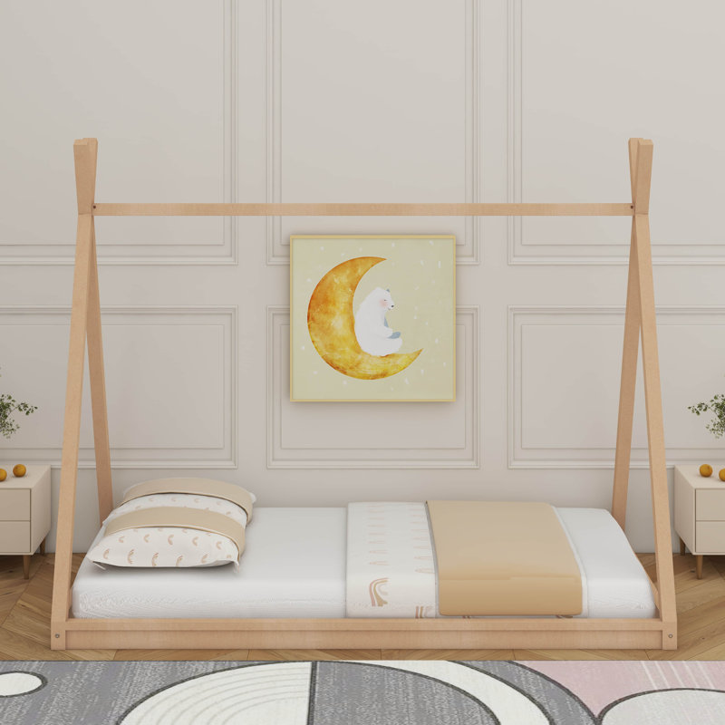 Lit simple simple de style Montessori, Naturel