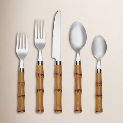  Cambridge Bamboo Handle 20-Piece Flatware Set