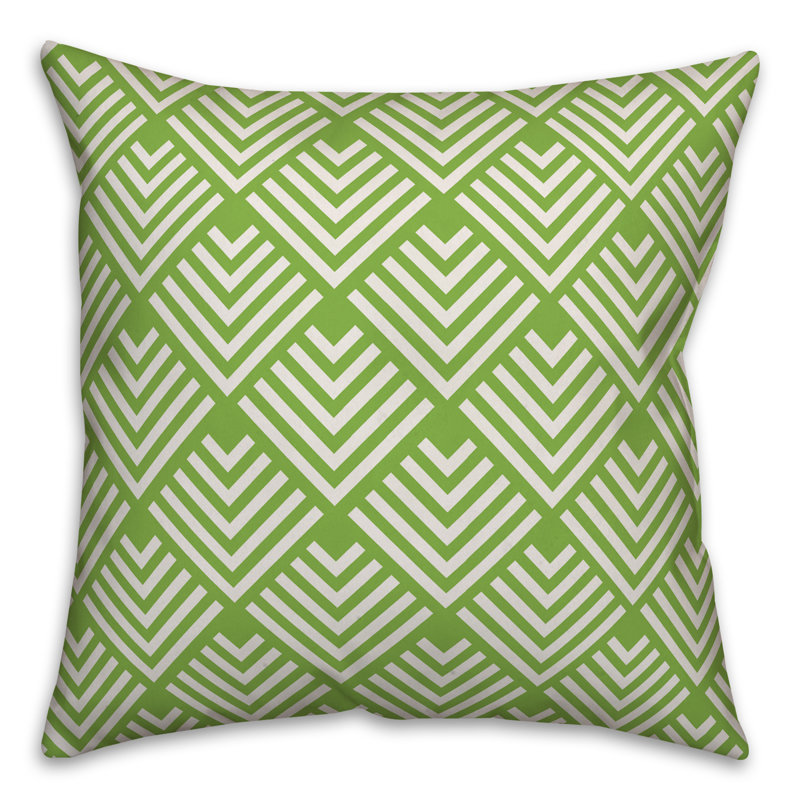 Chevron Outdoor Throw Pillow, Polyester/Polyfill, 20" x 20", Cream/Green