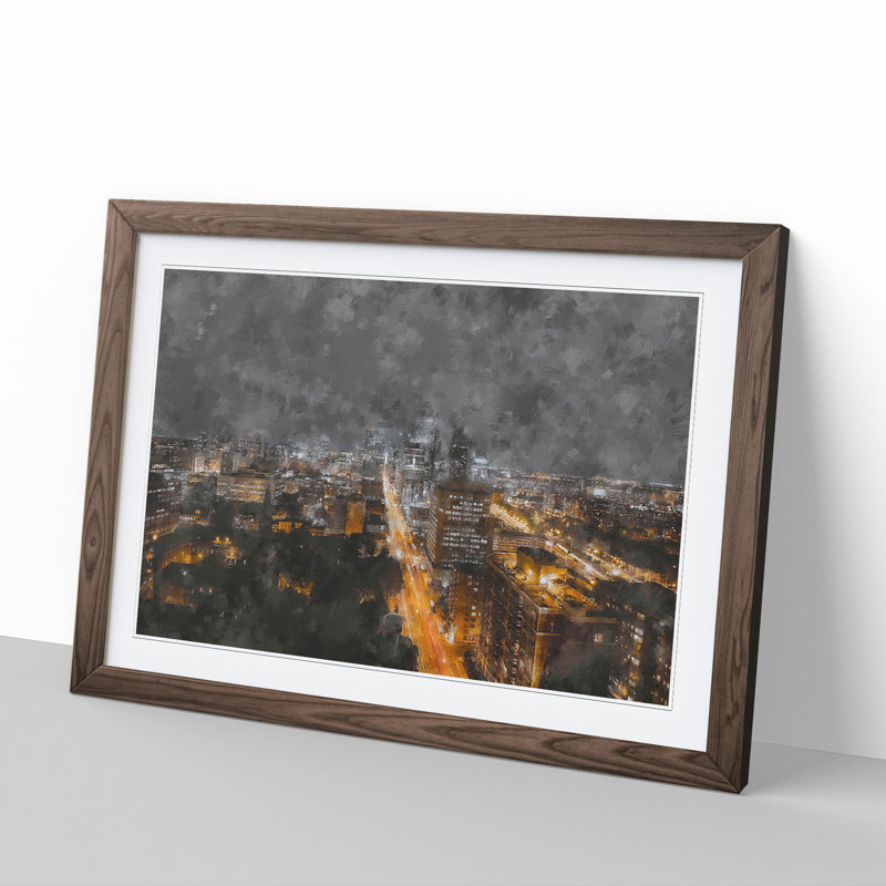 Montreal Skyline Vol.3 - Picture Frame Graphic Art, 27cm H x 36cm W x 2cm D, Walnut