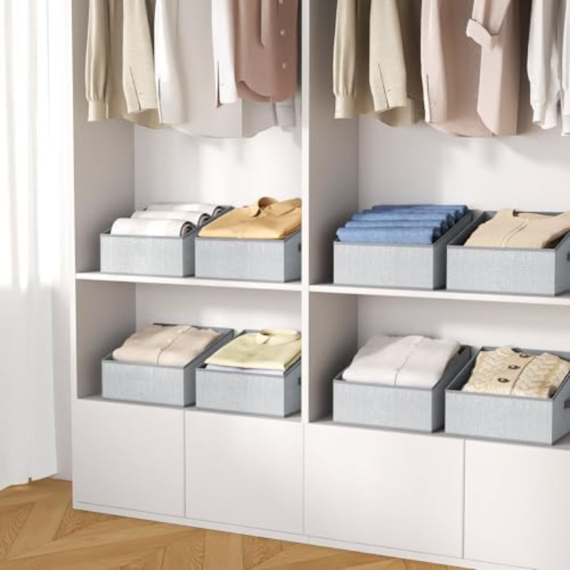 Closet Storage Bins - Fabric Storage Baskets For Shelves, Collapsible Closet Organizers And Storage With Handles, Trapezoid Shelf Organization Storage Cubes For Purse, Toys, Books, Towel, Socks