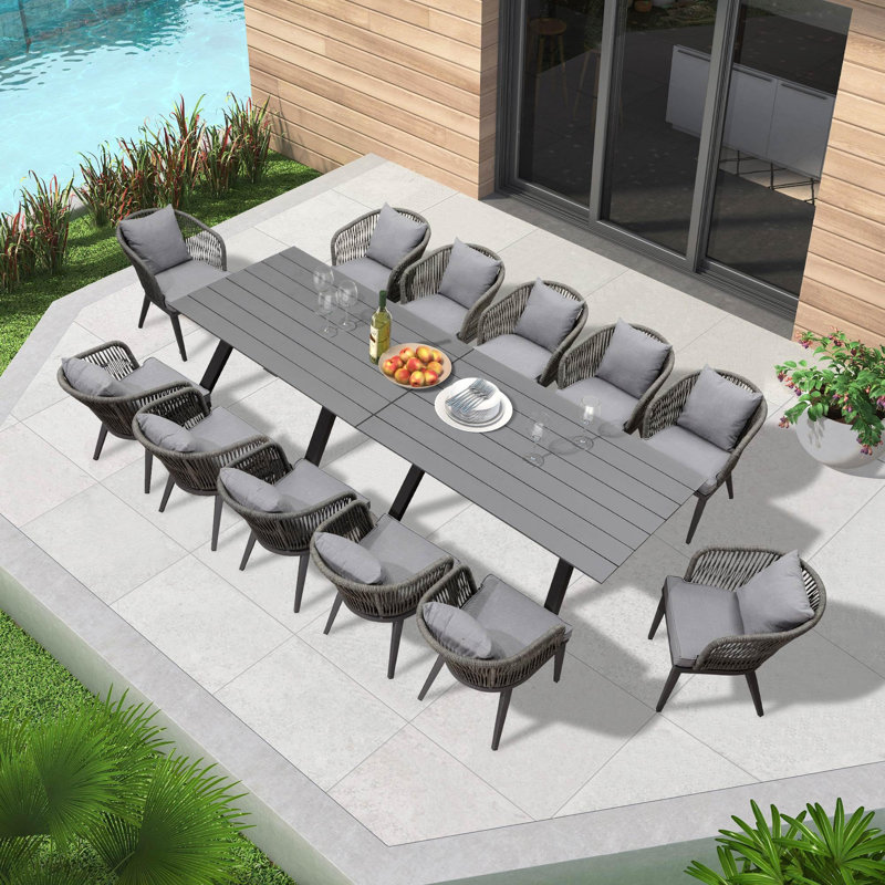 12 - Person Rectangular Outdoor Dining Set with Cushions