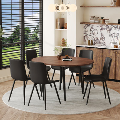 42-54'' Extendable Dining Table Set With Comfortable Upholstered Dining Chairs