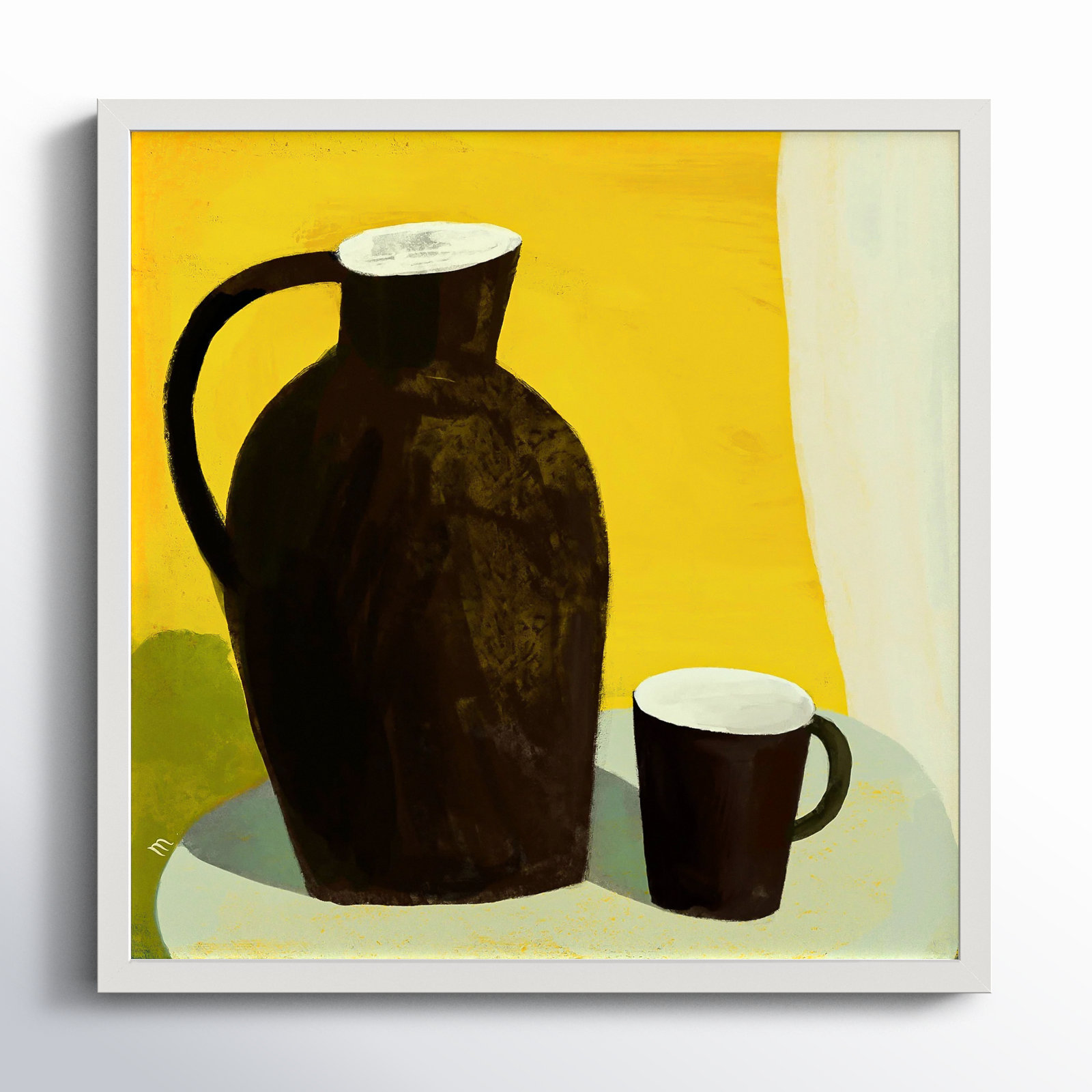 Julina "The Yellow Room" Painting, 16" H x 16" W x 1.25" D, White