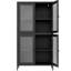 Black Metal Cabinet With 4 Glass Doors And Superior Quality For Office Classic Bookcase Tempered -