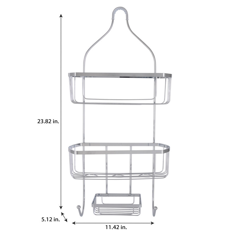 Chrome 3-Tier Over-the-Shower Head Caddy with PVC Grip