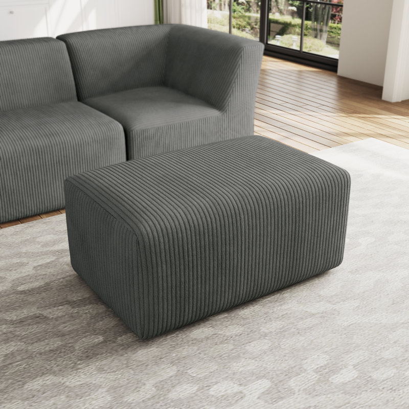 Berlare 90.9Cm Wide Rectangle Standard Ottoman, Grey