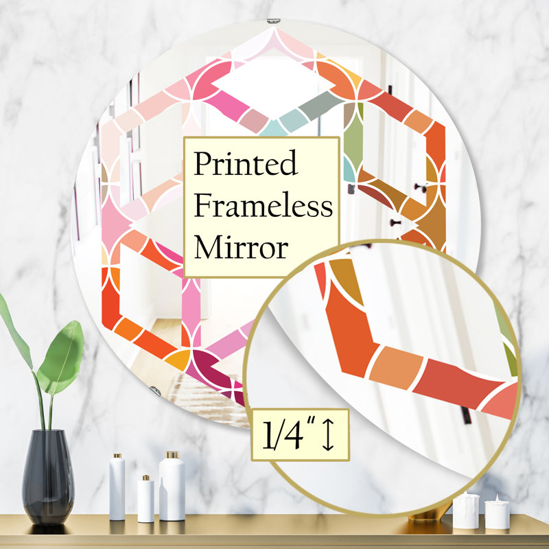 Miroir mural géométrique sans cadre, 31,5 po x 31,5 po