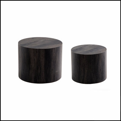 Ensemble de 2 élégantes tables basses gigognes, tables rondes modernes en bois pour petits espaces, salon et chambre à coucher