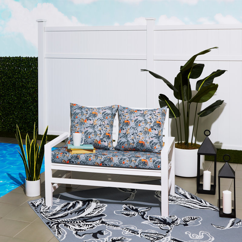 Tapis d'intérieur / extérieur gris Floral, Rectangle de 5 pi x 8 pi